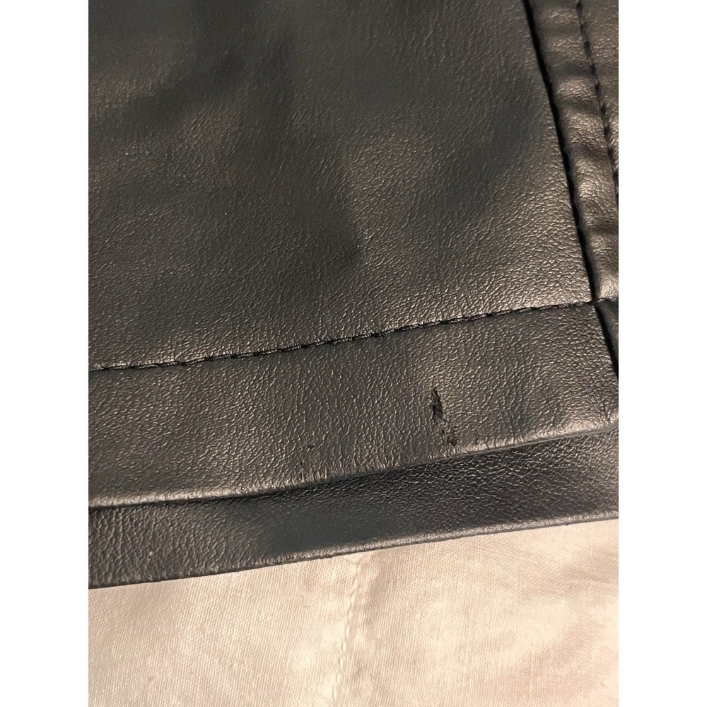 Express Black Faux Leather Mini Skirt Y2K Sz 7  Vegan Grunge Festival Rave - Picture 3 of 5
